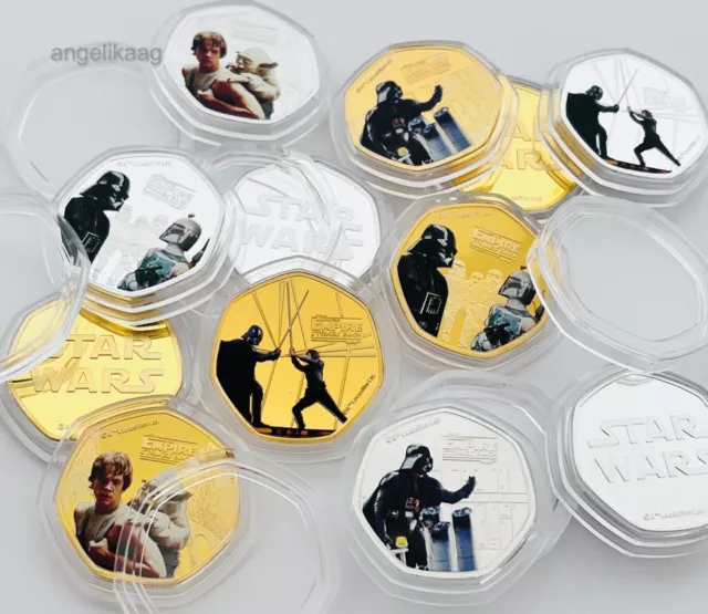 Star Wars Gold And Silver 50p Shaped Commemorative Coins The Empire Strikes Back