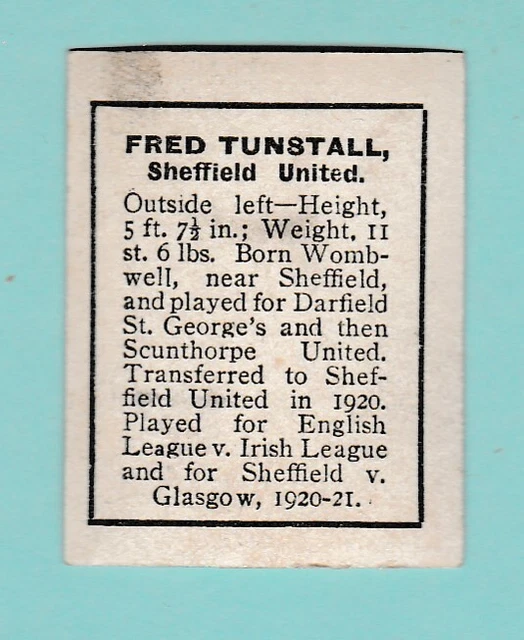 Sheffield Utd.  F.c.  -  Footballer - Fred Tunstall -  D. C. Thomson  -  C 1930 2