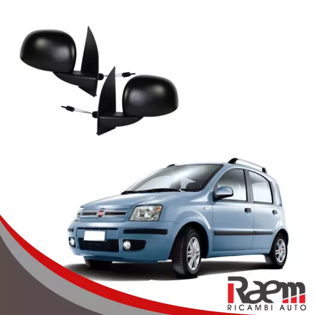 COPPIA Specchi Retrovisori Compatibili per Fiat Panda 169 2009-2012 Manuali Neri 2