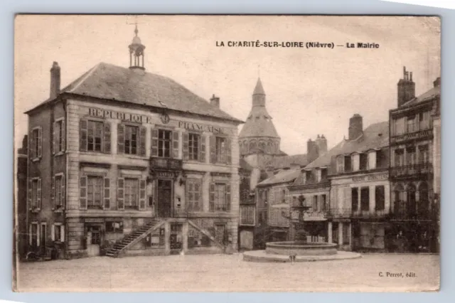 Vintage La Charite Sur Loire Nievre La Mairie Street View Postcard Fr