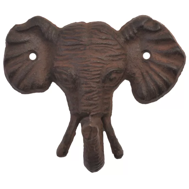 Decorative Wall Hook Elephant Head Rust Brown Coat Hanger Towel Decor 4.25" Tall