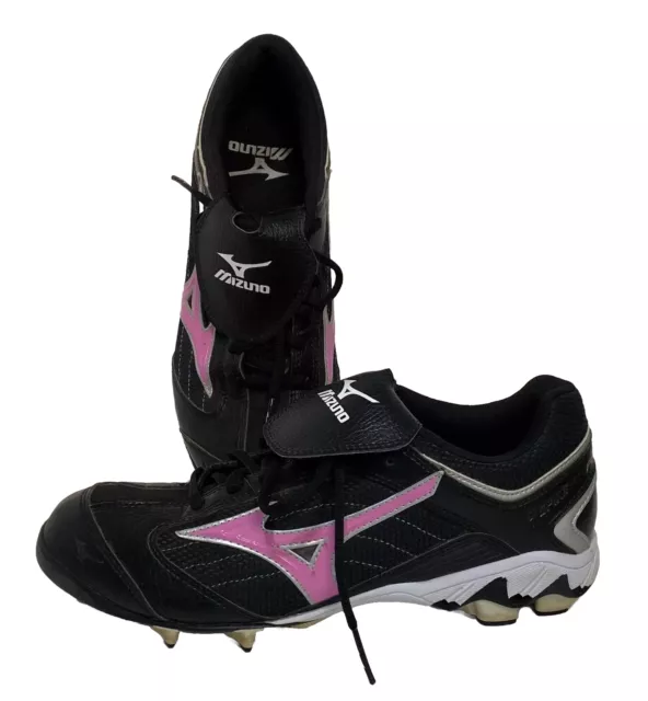 Mizuno Finch Franchise Spike Softball Cleats Shoes Black & Pink Womens Size 9.5