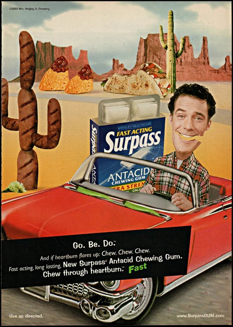 2001 Wrigley Healthcare Surpass antacid man desert retro photo print ad ads40