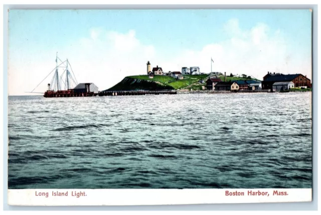 Long Island Light House Boston Harbor Massachusetts MA Antique Postcard