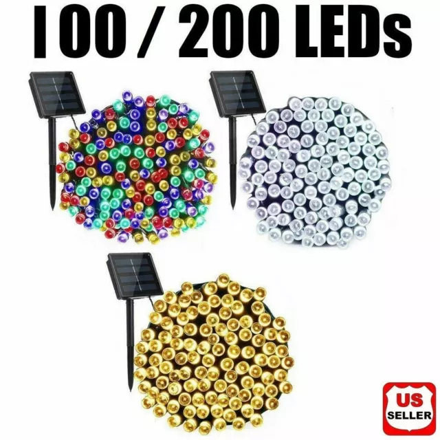 100/200 LED Solar String Fairy Lights 8 Mode Waterproof Outdoor Party Decoration