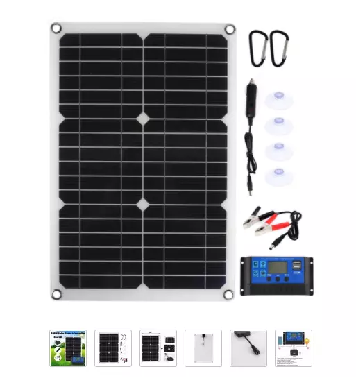 Kit Panneaux Solaires USB Ecran LCD Contrôleur Chargeur Réseau Electrique 2 Port