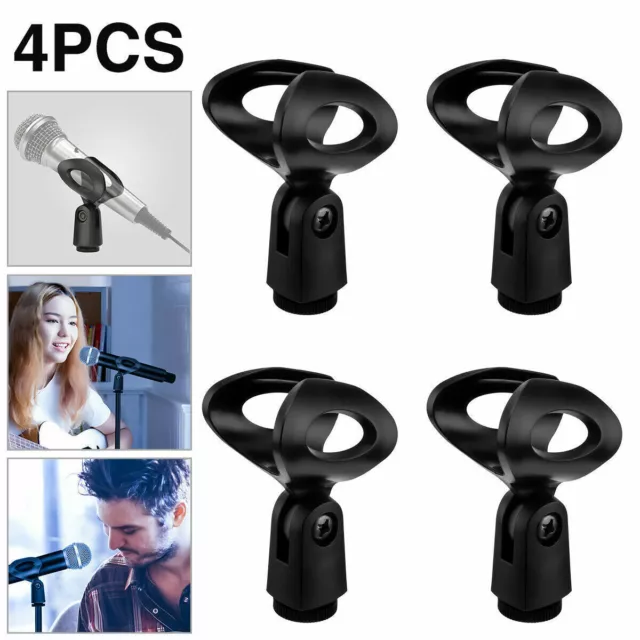 4X 180° Microphone Clips Clamp Holder For Wired/Wireless Mic Stand Universal