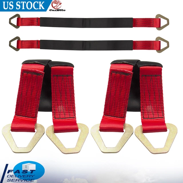 4Pack 2" X36" HD Axle Straps Car Hauler Tow Truck Wrecker Wheel Tie Down Strap