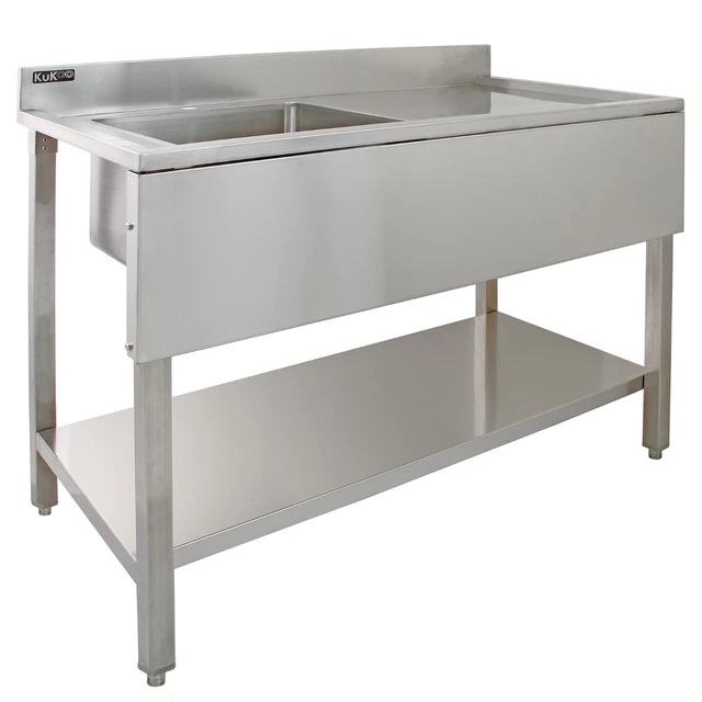 Stainless Steel Catering Bench & Wall Shelves Commercial Kitchen Work Prep Table