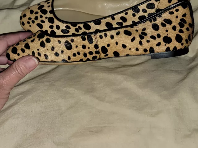 Ann Taylor Janine Calf Hair Ballet Flats Leopard Print Round Toe Shoe- 6M 2