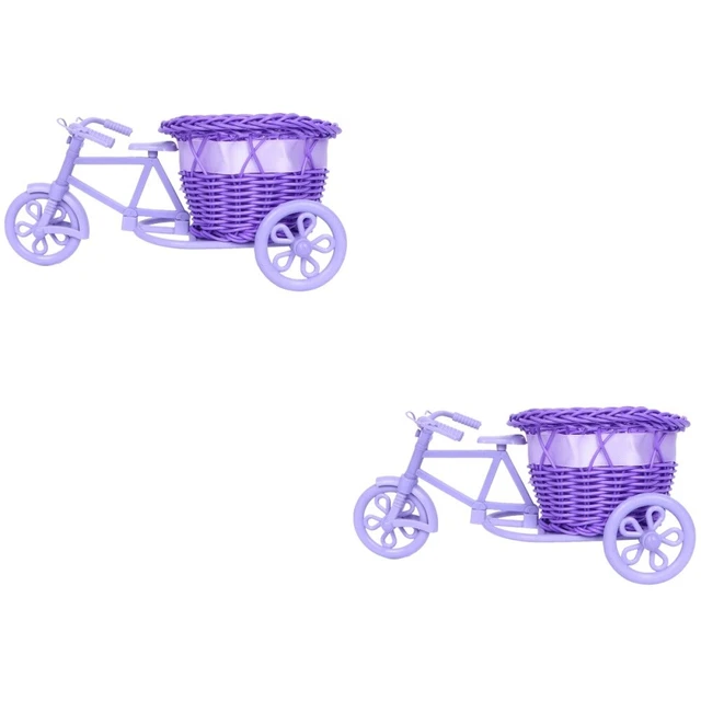 2 Count Vase À Eau De Jardin Décor D'étagère Panier Fleurs En Forme Vélo Rond