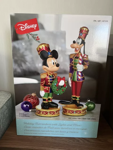 Disney Christmas Mickey And Goofy Nutcracker Musical LED Light Up Decorations