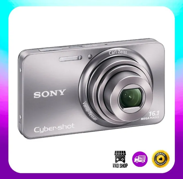 Fotocamera Digitale Sony Dsc-W570 Argento Vintage Camera + Custodia Originale