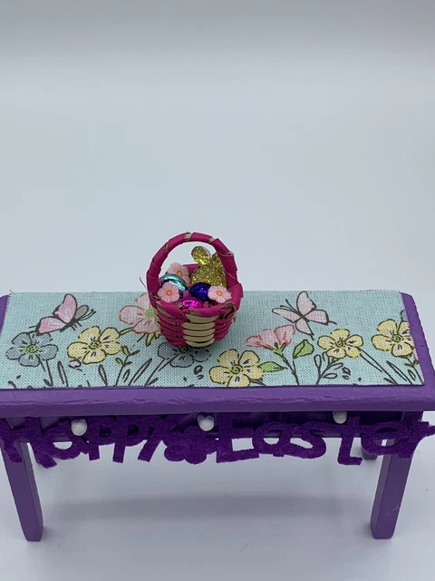 1:12 Dollhouse Miniature Easter Basket Handmade OOAK Fairy Garden Bunny
