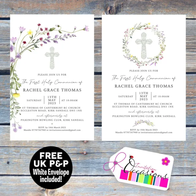 FIRST HOLY COMMUNION INVITATIONS x 5
