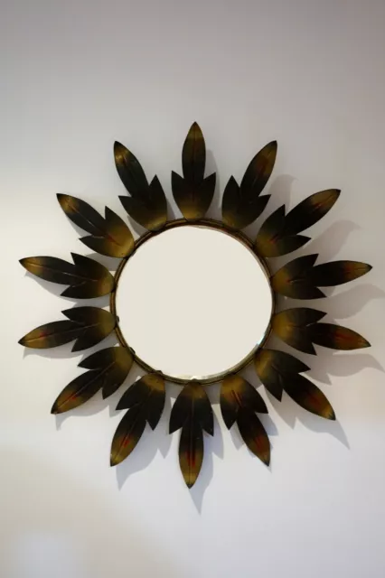 Espejo vintage sol metal hojas 60's sunburst mirror metal sunburst leaves