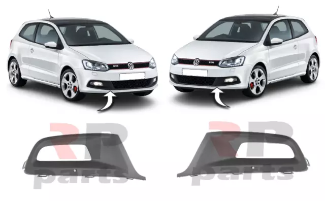 FOR VW POLO 6R Gti 09-14 Front Bumper Foglight Grille Pair With Lower  Grille EUR 93,57 - PicClick FR