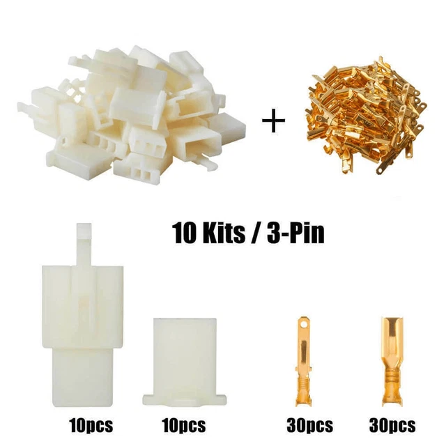 10 SETS 3-PIN Plug Socket Male Female Brass Electrical Wire 2.8mm ...