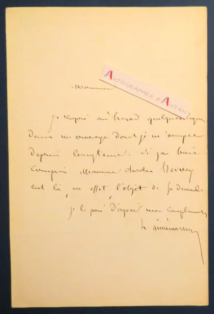 ● Louis Aimé MARTIN proche de Bernardin de Saint Pierre billet lettre autographe