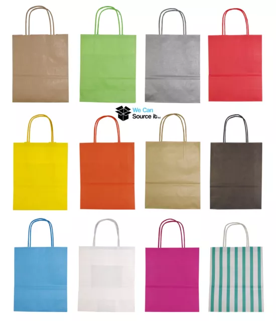 Luxury A4 Party Bags Colorful Kraft Paper Recyclable Bag Medium Twisted Handle