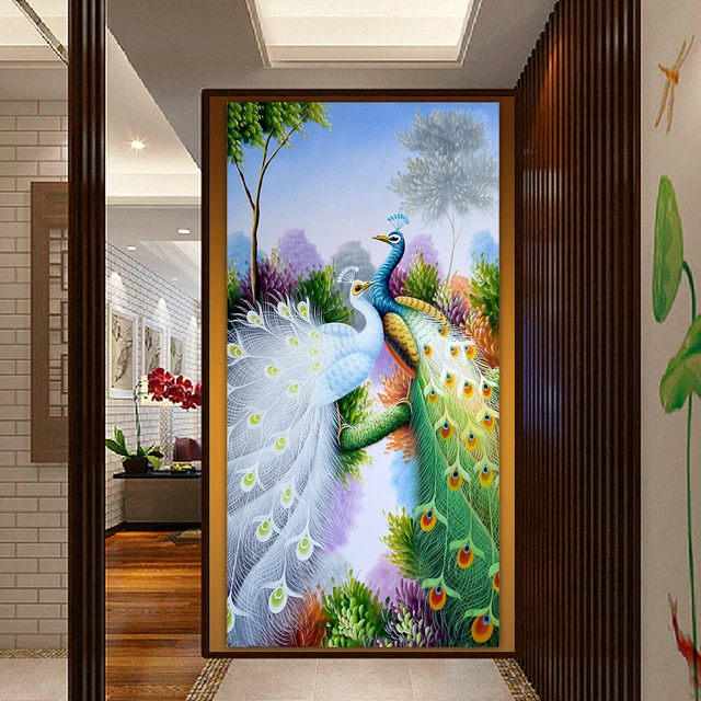 Peacock 5D DIY Canvas Picture Creative Diamonds Mosaic Painting Wall Decoration