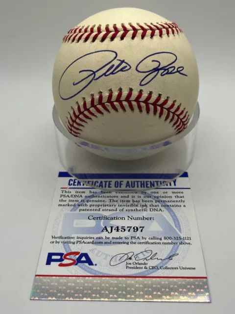 Pete Rose Reds Phillies Signed Autograph Official OMLB NL Baseball PSA DNA *97