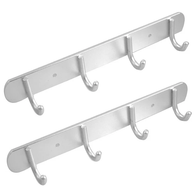 2X Aluminium Alloy 4 Hanger Towel Hat Coat Clothes Wall Mount Rack Hook W3U1