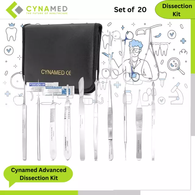 Cynamed Advanced Dissection Kit for Medical Biology & Veterinary Student 20 Pcs