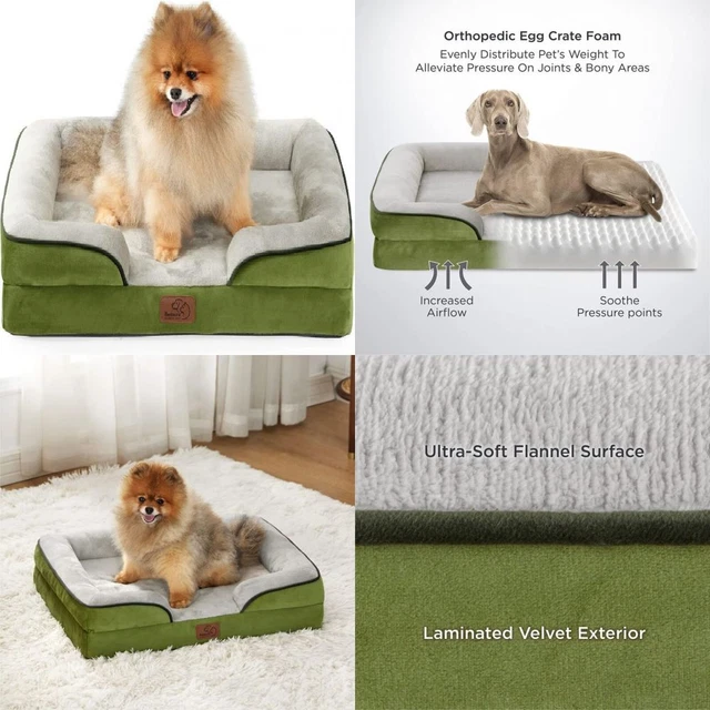 Bedsure Small Orthopedic Dog Bed, Bolster S(24x18x6&#xFF09;, Turquoise
