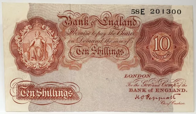 Great Britain 1940 .10 Shillings  Collectors Misprint Missing Serial .Nice Grade