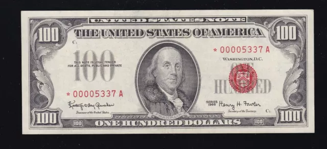 US 1966 $100 Legal Tender STAR NOTE* FR 1550 XF-AU (337*)