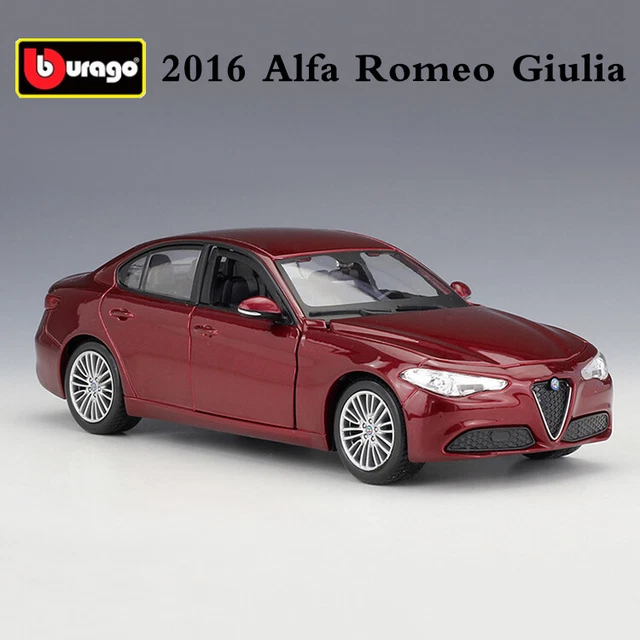 Voiture Miniature Bburago 1:24 Alfa Romeo Giulia Bleue - Modèle Réduit Métal