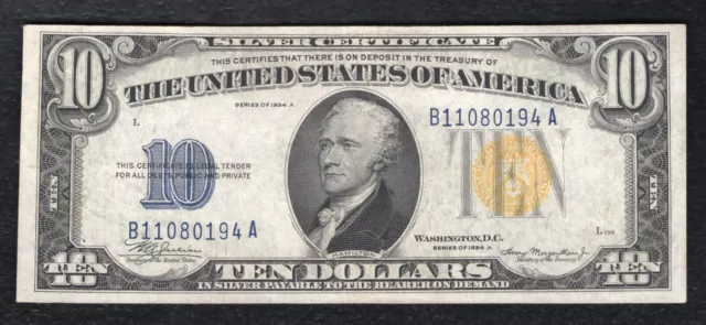 Fr. 2309 1934-A $10 Ten Dollars “North Africa” Silver Certificate About Unc (C)