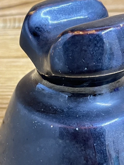 Antique Porcelain Electrical Insulator, High Voltage, Deep Brown/Black 7