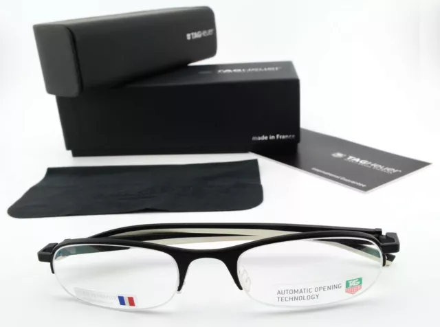 TAG Heuer Brille TH 0823 011 52[]20 142 Black White Luxury Flexible Half-Rim