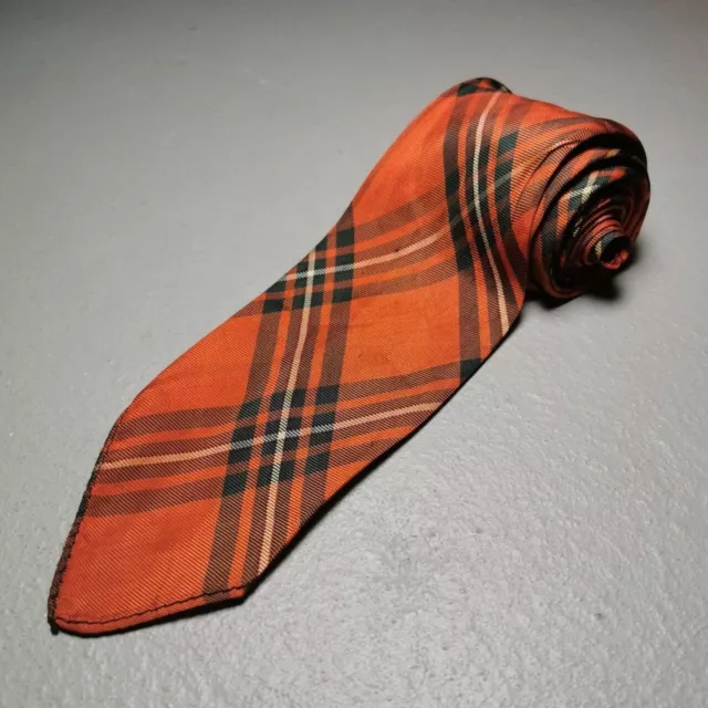 Vintage c. 1970s - 1980s Red Tartan Silk Tie - made in Scotland by Macgregor