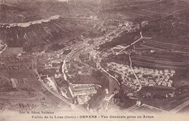 Carte postale ancienne postcard ORNANS DOUBS vue aérienne vallée de la loue