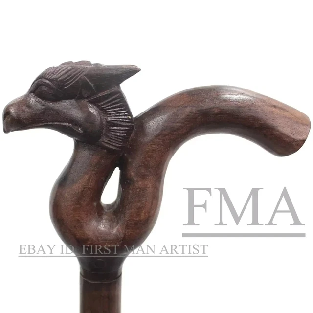 Dragon Head Handle Walking Cane Stick Hand Carved Wooden Walking Stick X_Mass GF