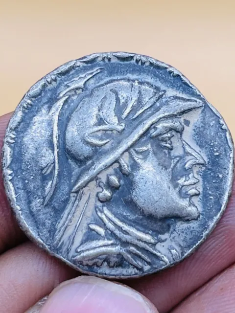 Ancient indo Greek ar silver tetradrachm coin head of eurakrates