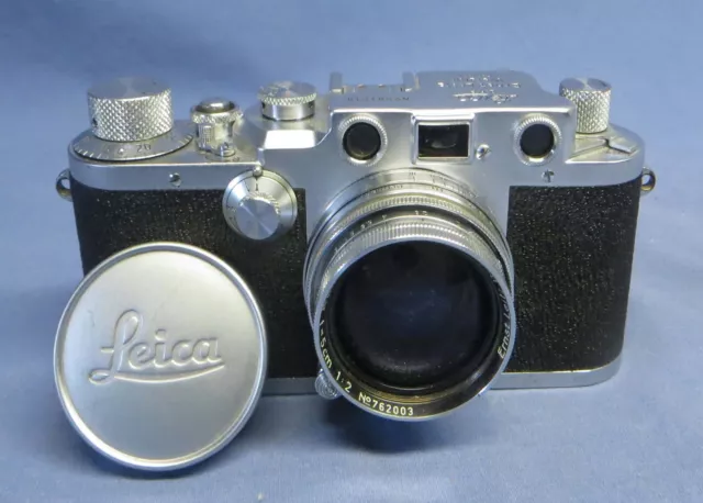 Rare Vintage 1950 Leica IIIc Shark Skin Camera w/Summitar 5cm(50mm) f/2 Lens VGC