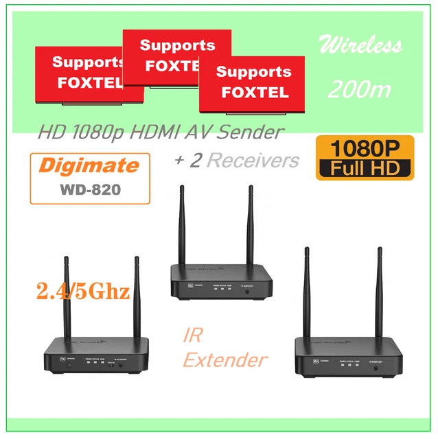 DIGIMATE*WD-820 HD1080P HDMI Wireless AV Sender / 2Receivers 2.4G/5G ...