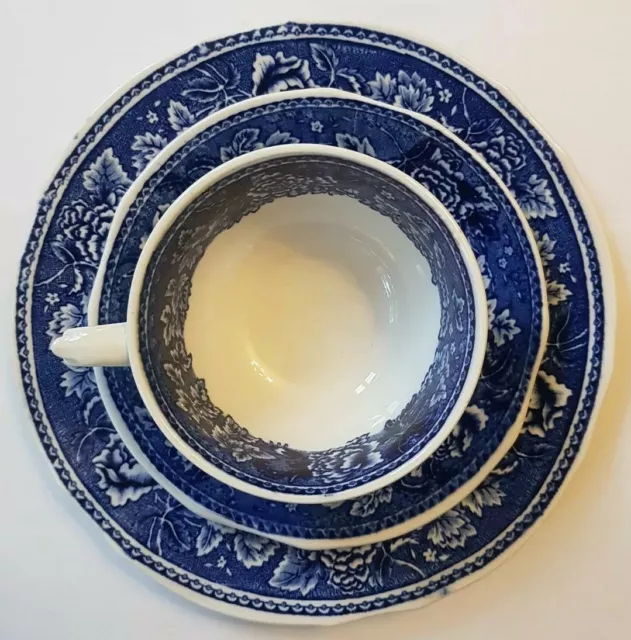 Arabia Finland Blue Landscape 1955 - 1970 Tasse, Unter- und Kuchenteller 3tlg