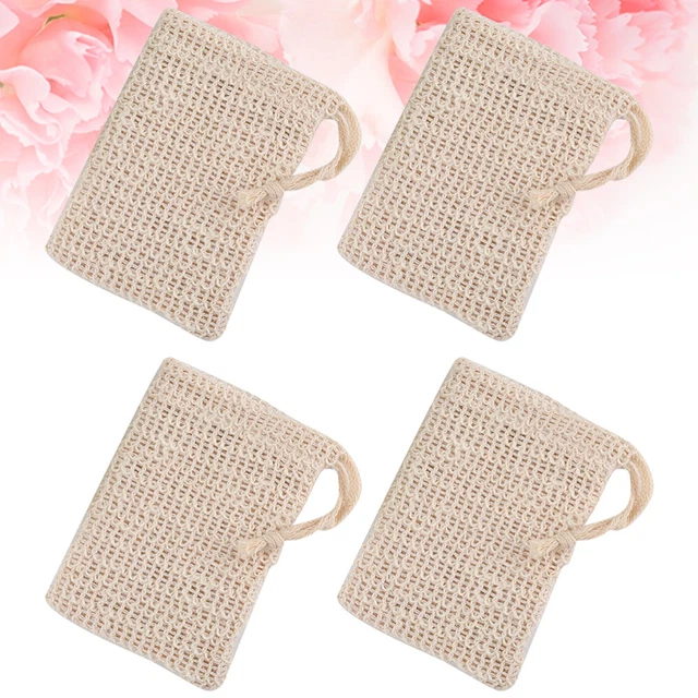 4 bolsas de almacenamiento de jabón bolsa red de lavado facial cordón masaje