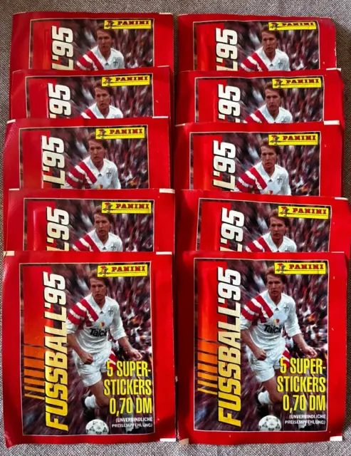 Lot 10 Packets Pochettes Panini Stickers Fussball Bundesliga' 95 Sealed