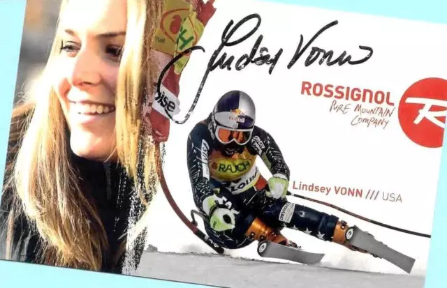 Lindsey VONN - TOP - Autogramm Bild (1) - Print Copie + Signierte SKI AK GRATIS