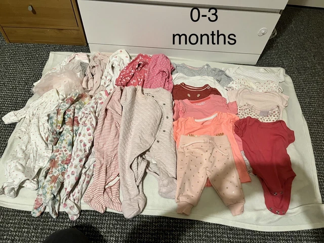 baby girls clothes bundle age 0-3 months Pyjamas, Sleepsuit, Body, 60 Items 3