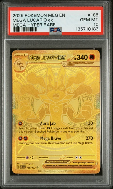 Meg Rarity 2025 POKEMON MEG En-Mega Evolution Mega Hyper Rare #188 Mega Lucario Ex ...