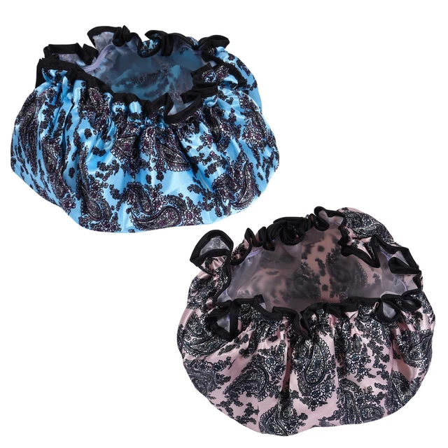 2 piezas gorro de ducha gorro de baño impermeable gorro de baño grande Elastic Head Wrap