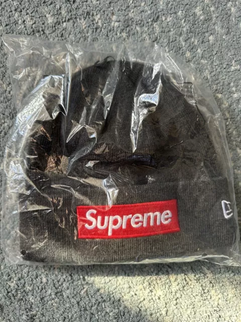 SUPREME/ NEW ERA BOX LOGO BEANIE/OS/ (100% AUTHENTIC) Charcoal