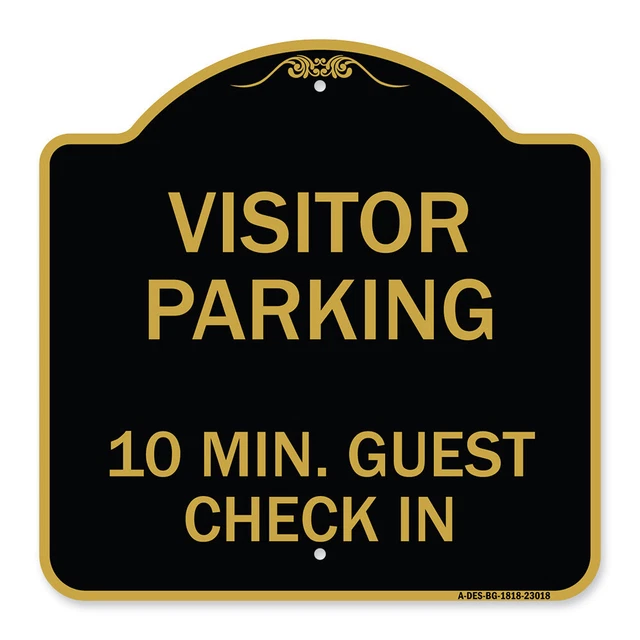 Reserved Parking Visitor Parking, 10 Min. Guest Check In Black & Gold Aluminum
